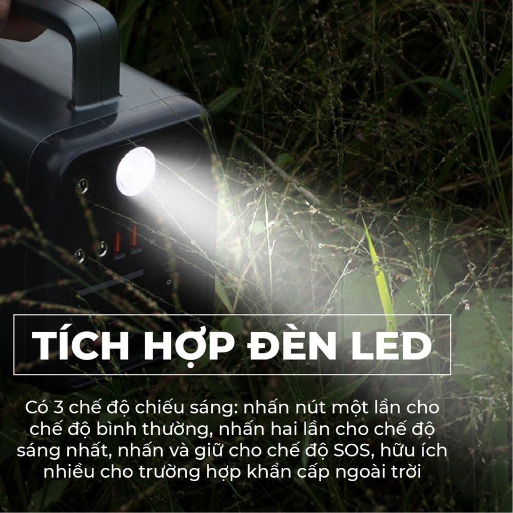 Trạm Sạc Dự Phòng Yoobao EN300WLPD 220V - 72,000mAh, Cổng Điện 220V/300W, cho quạt đèn, Tích Hợp Đèn Pin cho dã ngoại