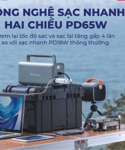 Trạm Sạc Dự Phòng Yoobao EN300WLPD 220V - 72,000mAh, Cổng Điện 220V/300W, cho quạt đèn, Tích Hợp Đèn Pin cho dã ngoại
