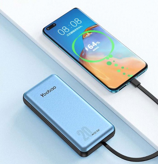 Pin Sạc Dự Phòng 20000mAh 22.5W YOOBAO LC6 - Sạc Nhanh PD65W, Tích Hợp 2 Cáp Sạc Type C và L, Vỏ Hợp Kim Chống Vân Tay