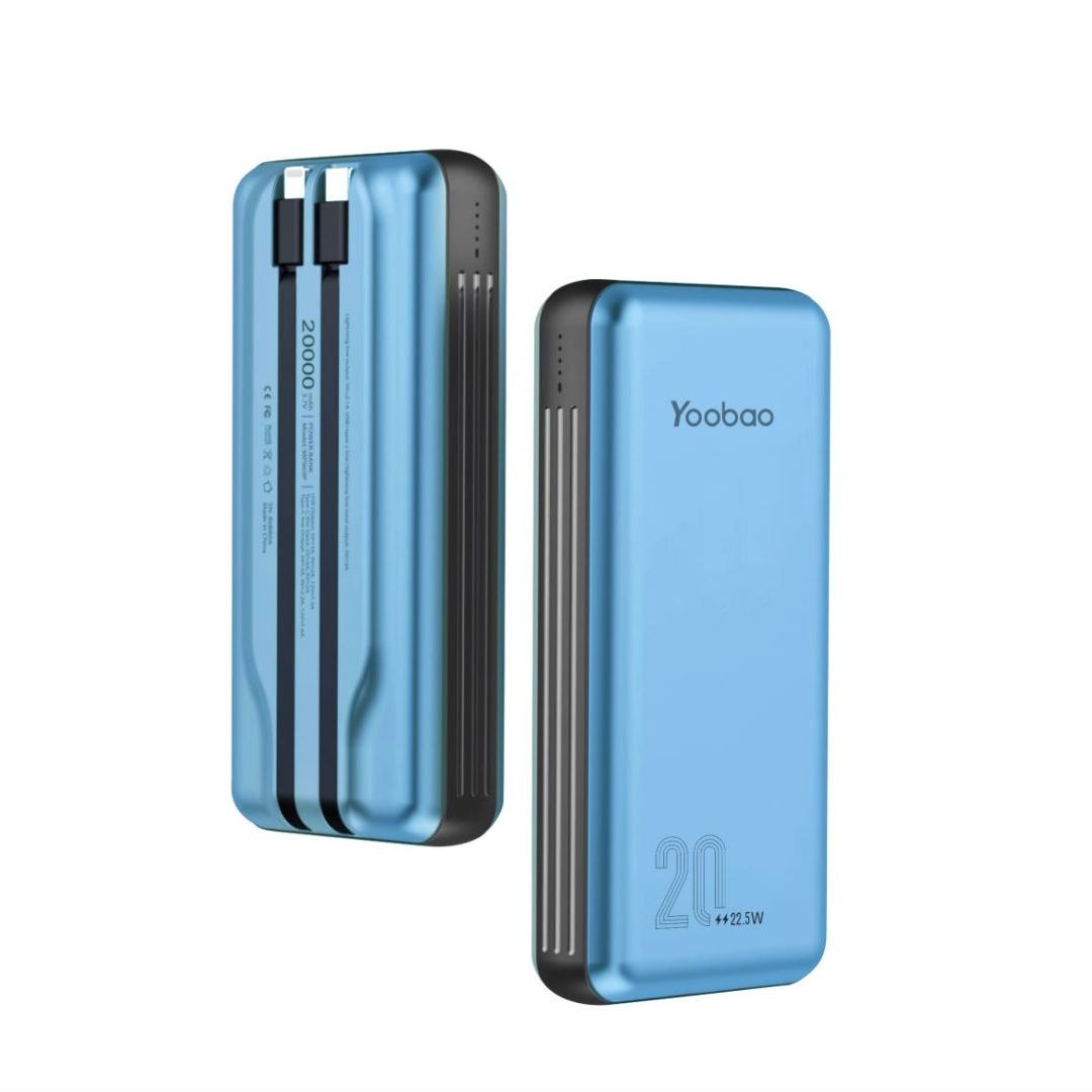 Pin Sạc Dự Phòng 20000mAh 22.5W YOOBAO LC6 - Sạc Nhanh PD65W, Tích Hợp 2 Cáp Sạc Type C và L, Vỏ Hợp Kim Chống Vân Tay